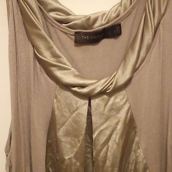 The Limited Elegant Goldish Sleeveless Rolled Collar Shirt - Size Large - Picture 2 of 7